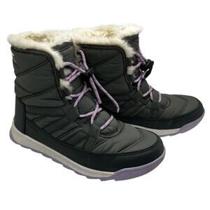 Sorel Youth Whitney II Waterproof Grey and Purple Winter Boots Size 4